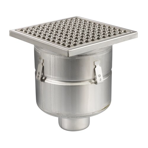  HorecaTraders Floor drain | 300 x 300 mm | stainless steel 304 | vertical connection | 7.80 l/s 