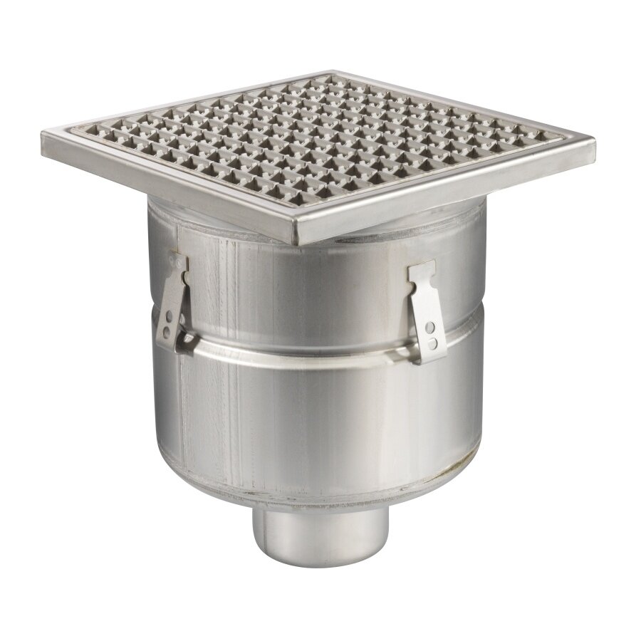 Bodenablauf | 300 x 300 mm | Edelstahl 304 | vertikale Verbindung | 7,80 l/s