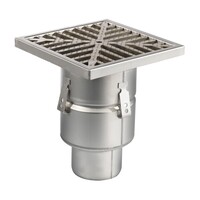 Siphon de sol | 250 x 250 mm | Acier inoxydable 304 | connexion verticale | 3,70 l/s