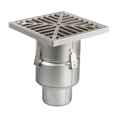  HorecaTraders Floor drain | 250 x 250 mm | stainless steel 304 | vertical connection | 3.70 l/s 