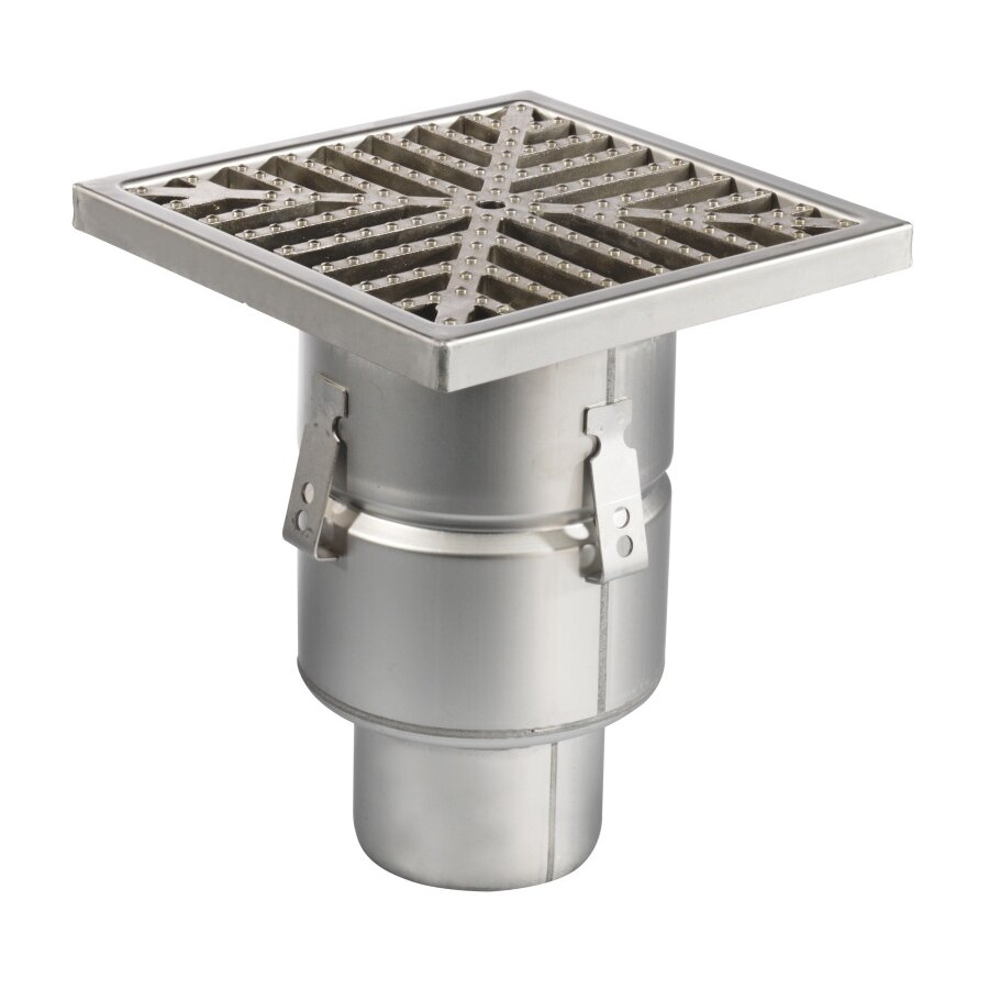 Floor drain | 250 x 250 mm | stainless steel 304 | vertical connection | 3.70 l/s