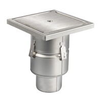 Siphon de sol | 250 x 250 mm | Acier inoxydable 304 | connexion verticale | 3,70 l/s