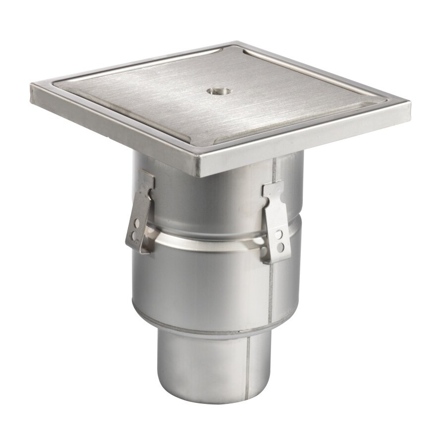 Bodenablauf | 250 x 250 mm | Edelstahl 304 | vertikale Verbindung | 3,70 l/s