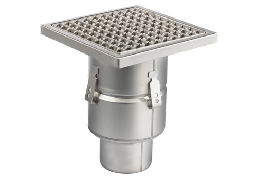  HorecaTraders Floor well | 250x250mm | stainless steel 304 | vertical connection | 3.70 l/s 