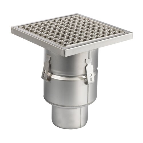  HorecaTraders Floor drain | 250 x 250 mm | stainless steel 304 | vertical connection | 3.70 l/s 