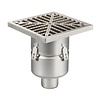 HorecaTraders Siphon de sol | 250 x 250 mm | Acier inoxydable 304 | connexion verticale | 3,70 l/s