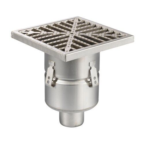  HorecaTraders Floor drain | 250 x 250 mm | stainless steel 304 | vertical connection | 3.70 l/s 