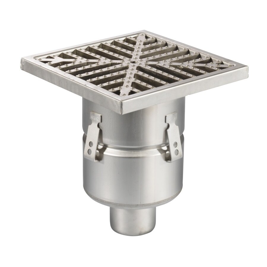 Floor drain | 250 x 250 mm | stainless steel 304 | vertical connection | 3.70 l/s