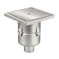 Siphon de sol | 250 x 250 mm | Acier inoxydable 304 | connexion verticale | 3,70 l/s