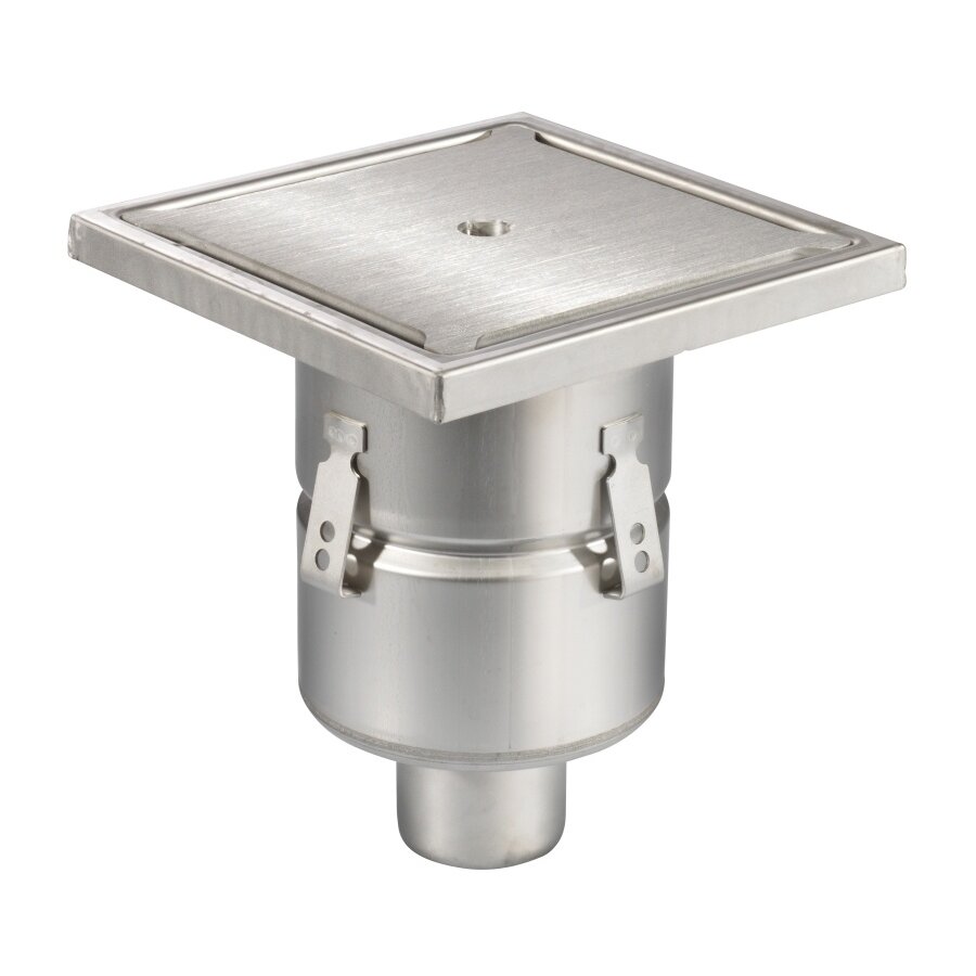 Floor drain | 250 x 250 mm | stainless steel 304 | vertical connection | 3.70 l/s