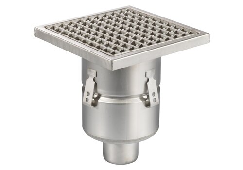  HorecaTraders Floor well | 250x250mm | stainless steel 304 | vertical connection | 3.70 l/s 