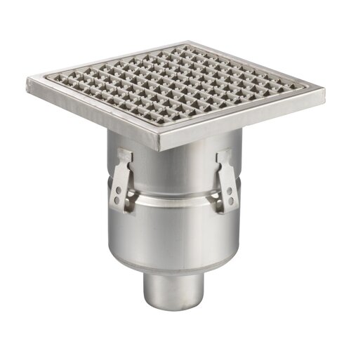  HorecaTraders Floor drain | 250 x 250 mm | stainless steel 304 | vertical connection | 3.70 l/s 