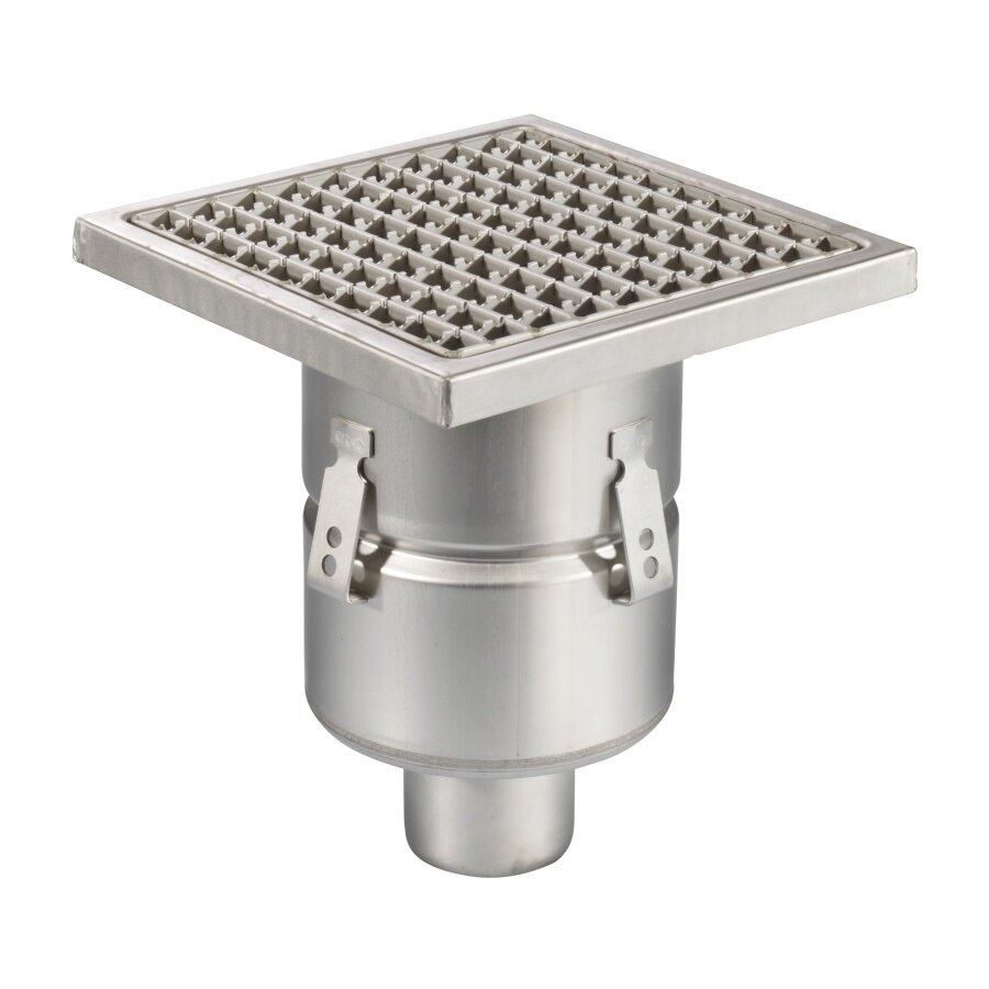 Floor drain | 250 x 250 mm | stainless steel 304 | vertical connection | 3.70 l/s