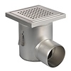 HorecaTraders Siphon de sol | 200 x 200 mm | Acier inoxydable 304 | connexion horizontale | 3,70 l/s