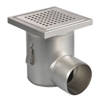 Bodenablauf | 200 x 200 mm | Edelstahl 304 | horizontale Verbindung | 3,70 l/s