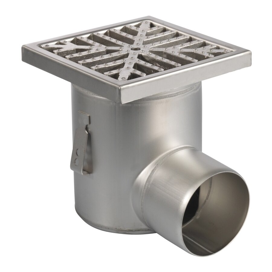 Floor drain | 200 x 200 mm | stainless steel 304 | horizontal connection | 3.70 l/s