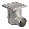 HorecaTraders Siphon de sol | 200 x 200 mm | Acier inoxydable 304 | connexion horizontale | 3,70 l/s