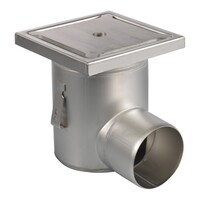 Bodenablauf | 200 x 200 mm | Edelstahl 304 | horizontale Verbindung | 3,70 l/s