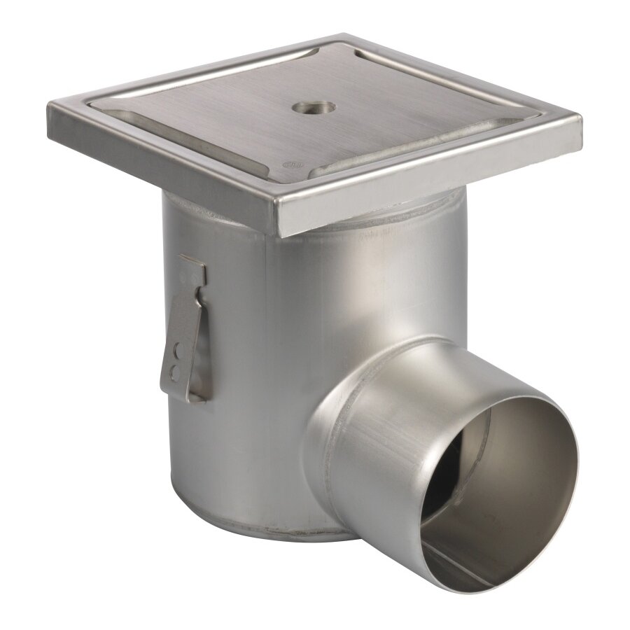 Bodenablauf | 200 x 200 mm | Edelstahl 304 | horizontale Verbindung | 3,70 l/s