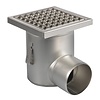 HorecaTraders Floor drain | 200 x 200 mm | stainless steel 304 | horizontal connection | 3.70 l/s