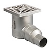 HorecaTraders Siphon de sol | 200 x 200 mm | Acier inoxydable 304 | connexion horizontale | 3,70 l/s