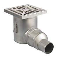 Siphon de sol | 200 x 200 mm | Acier inoxydable 304 | connexion horizontale | 3,70 l/s