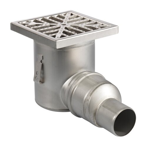  HorecaTraders Floor drain | 200 x 200 mm | stainless steel 304 | horizontal connection | 3.70 l/s 