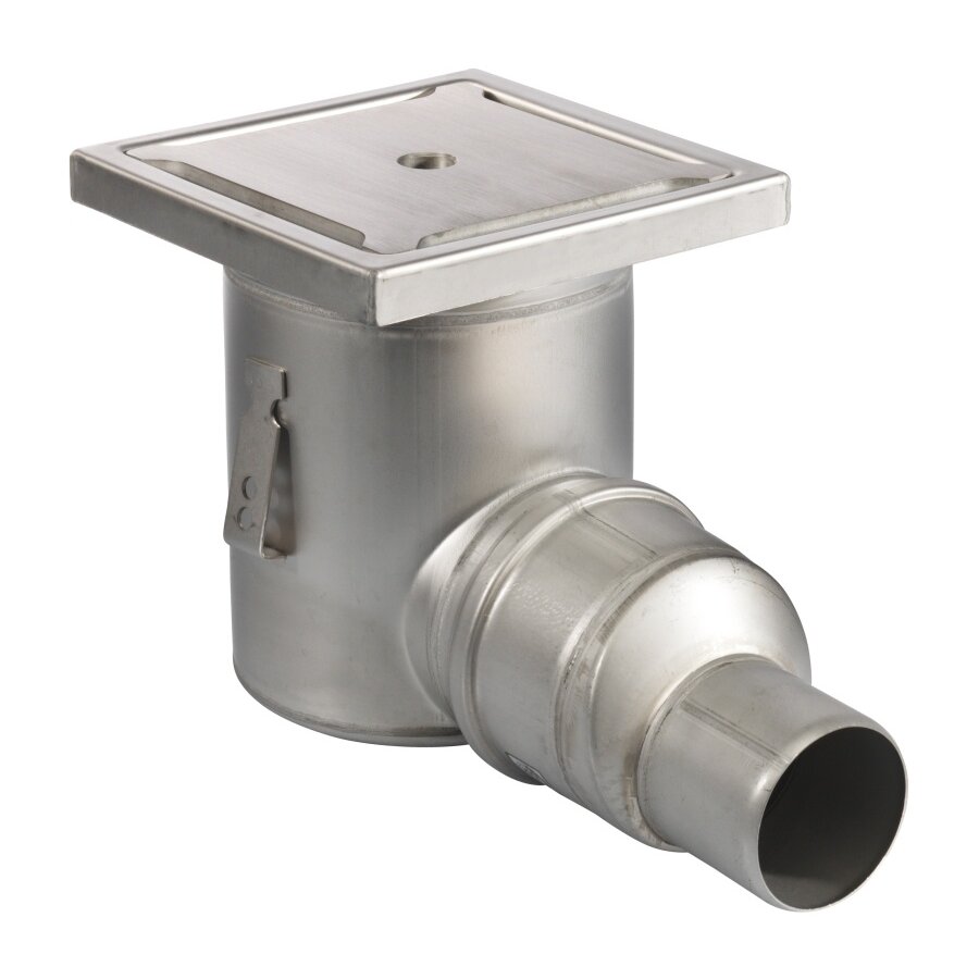 Bodenablauf | 200 x 200 mm | Edelstahl 304 | horizontale Verbindung | 3,70 l/s