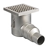 HorecaTraders Siphon de sol | 200 x 200 mm | Acier inoxydable 304 | connexion horizontale | 3,70 l/s