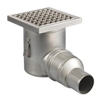 Siphon de sol | 200 x 200 mm | Acier inoxydable 304 | connexion horizontale | 3,70 l/s