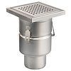 HorecaTraders Siphon de sol | 200 x 200 mm | Acier inoxydable 304 | connexion verticale | 3,70 l/s