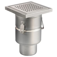 Siphon de sol | 200 x 200 mm | Acier inoxydable 304 | connexion verticale | 3,70 l/s