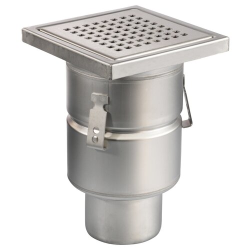  HorecaTraders Floor drain | 200 x 200 mm | stainless steel 304 | vertical connection | 3.70 l/s 