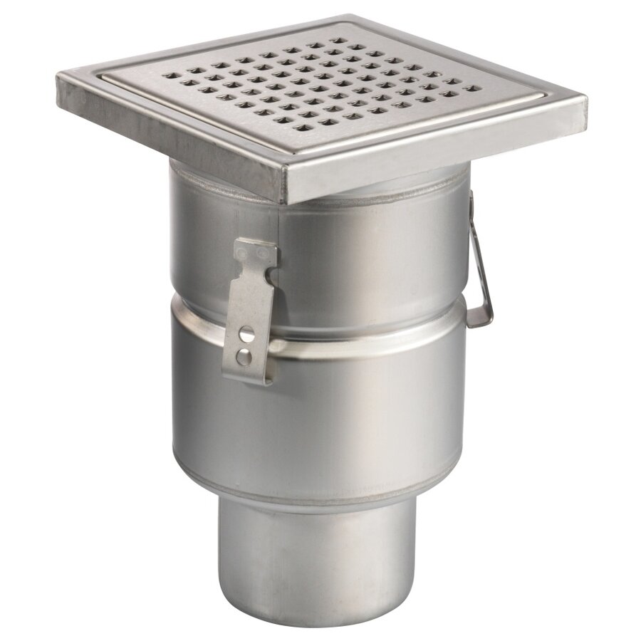 Siphon de sol | 200 x 200 mm | Acier inoxydable 304 | connexion verticale | 3,70 l/s