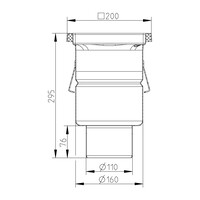 Floor well | 200x200mm | stainless steel 304 | vertical connection | 3.70 l/s