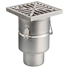 HorecaTraders Siphon de sol | 200 x 200 mm | Acier inoxydable 304 | connexion verticale | 3,70 l/s
