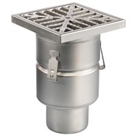 Siphon de sol | 200 x 200 mm | Acier inoxydable 304 | connexion verticale | 3,70 l/s