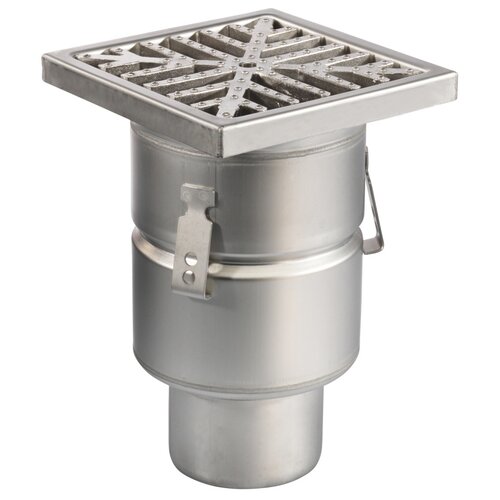  HorecaTraders Floor drain | 200 x 200 mm | stainless steel 304 | vertical connection | 3.70 l/s 