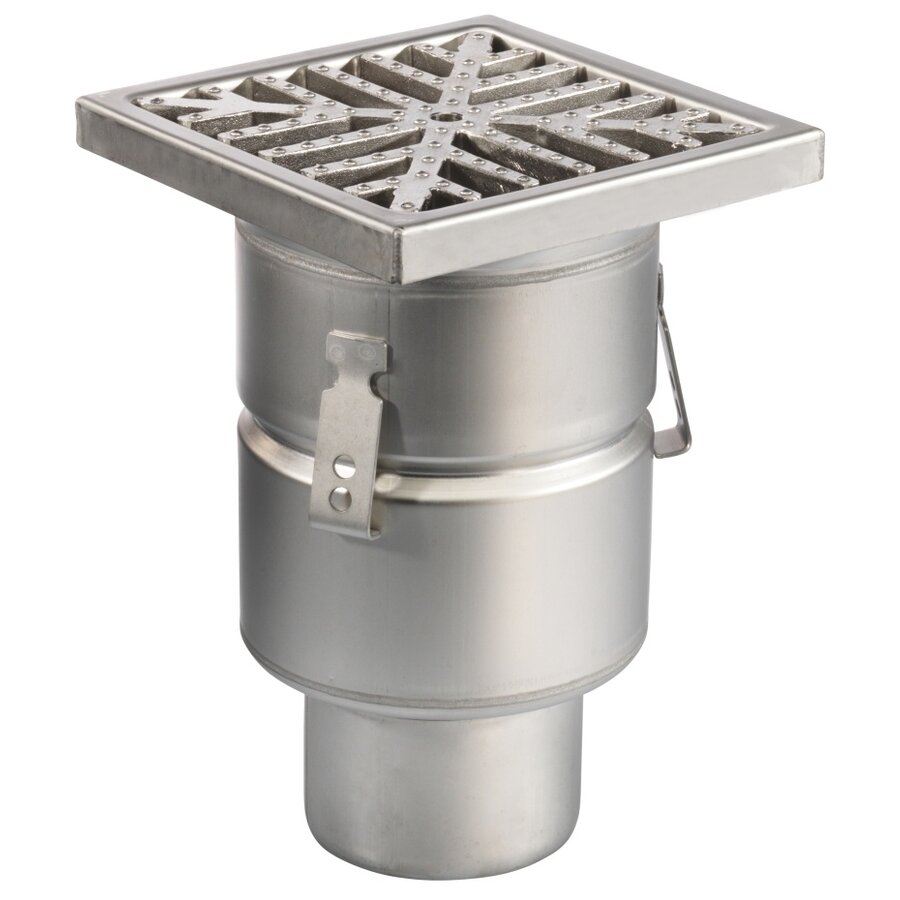 Bodenablauf | 200 x 200 mm | Edelstahl 304 | vertikale Verbindung | 3,70 l/s
