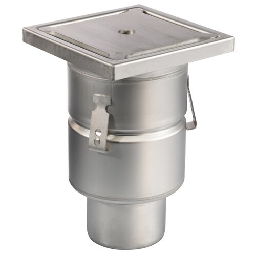  HorecaTraders Floor drain | 200 x 200 mm | stainless steel 304 | vertical connection | 3.70 l/s 
