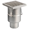 HorecaTraders Siphon de sol | 200 x 200 mm | Acier inoxydable 304 | connexion verticale | 3,70 l/s