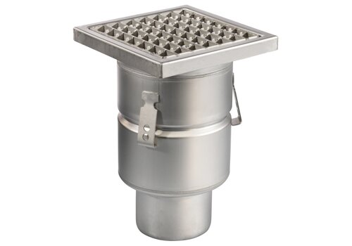  HorecaTraders Floor well | 200x200mm | stainless steel 304 | vertical connection | 3.70 l/s 