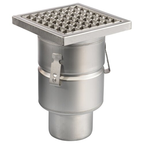  HorecaTraders Floor drain | 200 x 200 mm | stainless steel 304 | vertical connection | 3.70 l/s 