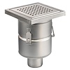 HorecaTraders Siphon de sol | 200 x 200 mm | Acier inoxydable 304 | connexion verticale | 3,70 l/s