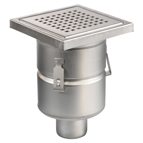  HorecaTraders Floor drain | 200 x 200 mm | stainless steel 304 | vertical connection | 3.70 l/s 