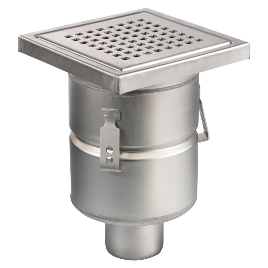 Bodenablauf | 200 x 200 mm | Edelstahl 304 | vertikale Verbindung | 3,70 l/s