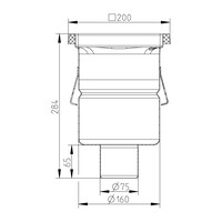 Bodenablauf | 200 x 200 mm | Edelstahl 304 | vertikale Verbindung | 3,70 l/s