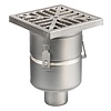 HorecaTraders Siphon de sol | 200 x 200 mm | Acier inoxydable 304 | connexion verticale | 3,70 l/s