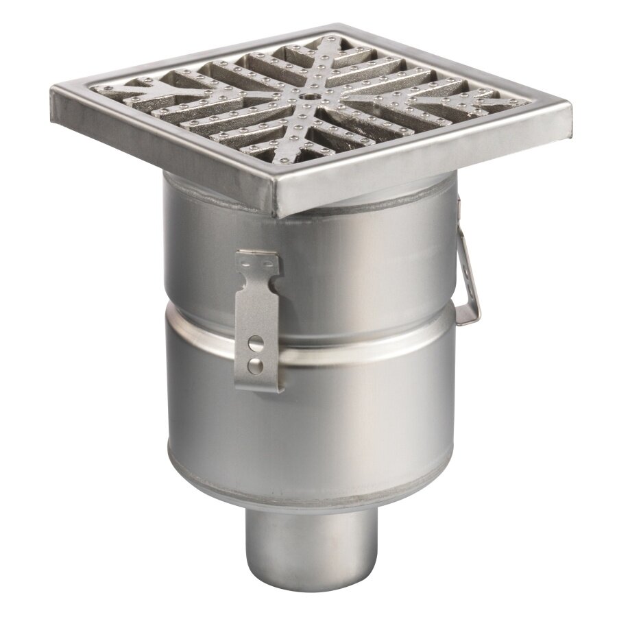Bodenablauf | 200 x 200 mm | Edelstahl 304 | vertikale Verbindung | 3,70 l/s