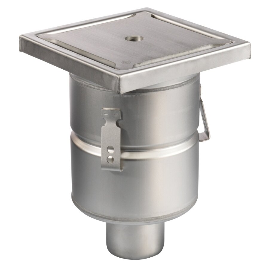 Bodenablauf | 200 x 200 mm | Edelstahl 304 | vertikale Verbindung | 3,70 l/s